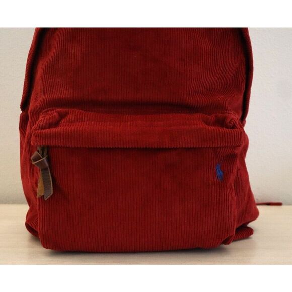 Polo Ralph Lauren 405877068003 Unisex One Size Red Corduroy Backpack - Picture 4 of 9